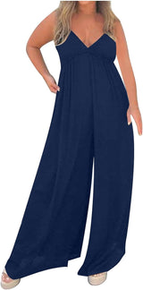 🔥V-Neck Effortless Wide Leg Jumpsuit