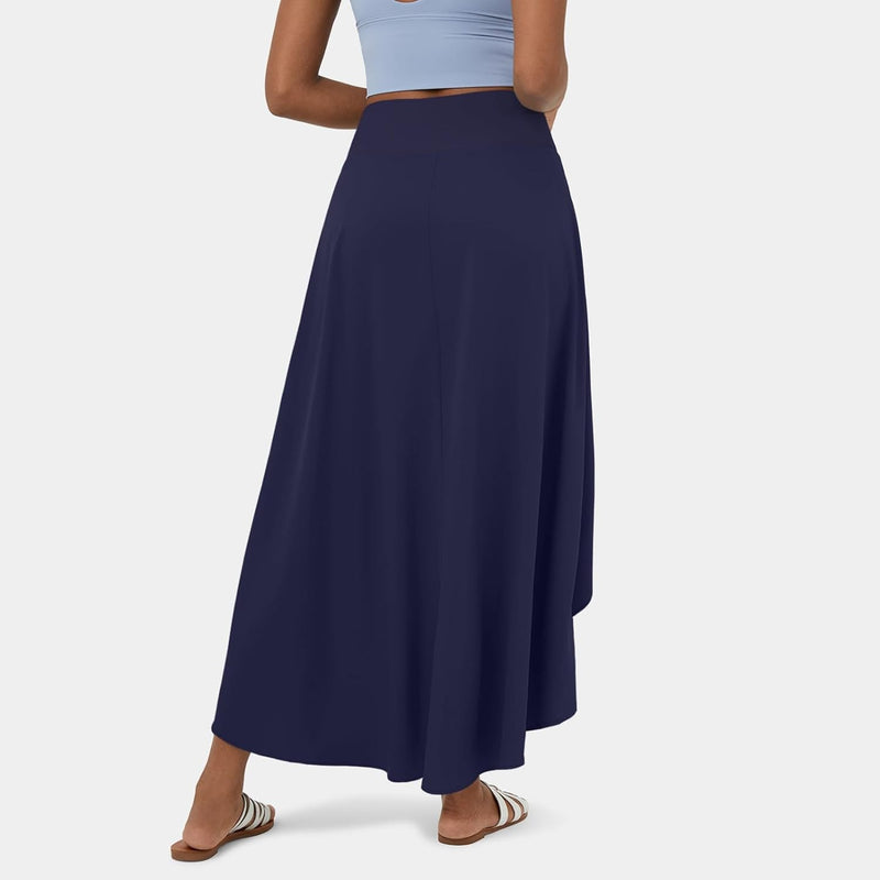 High Waisted High Low Ruffle 2-in-1 Flowy Quick Dry Casual Regular Maxi Skirt