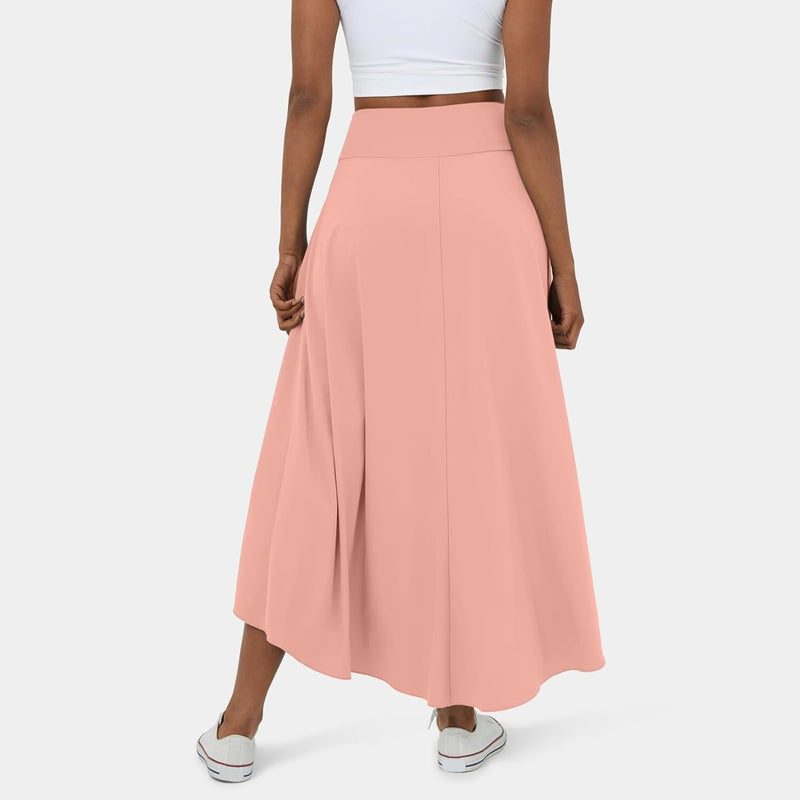 High Waisted High Low Ruffle 2-in-1 Flowy Quick Dry Casual Regular Maxi Skirt