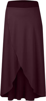 High Waisted High Low Ruffle 2-in-1 Flowy Quick Dry Casual Regular Maxi Skirt