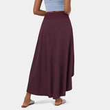 High Waisted High Low Ruffle 2-in-1 Flowy Quick Dry Casual Regular Maxi Skirt