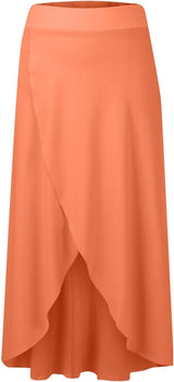 High Waisted High Low Ruffle 2-in-1 Flowy Quick Dry Casual Regular Maxi Skirt