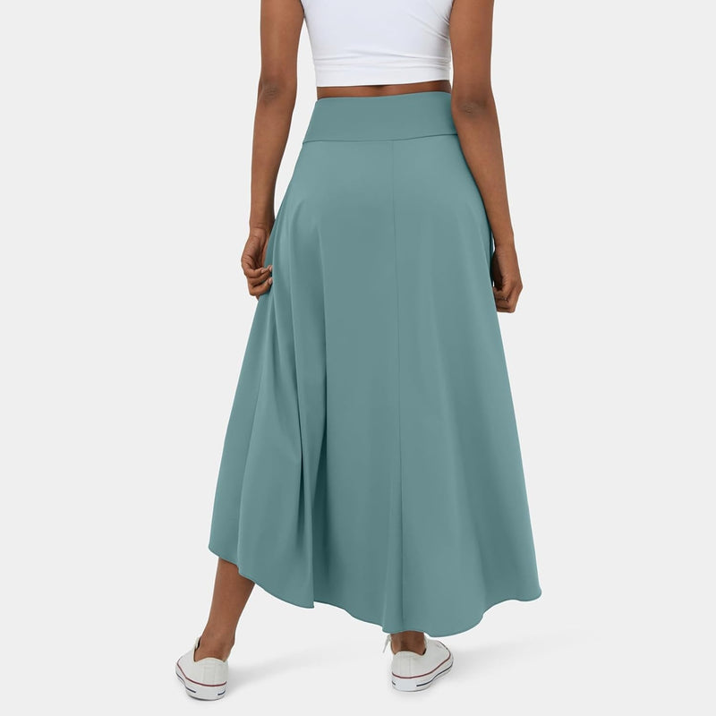 High Waisted High Low Ruffle 2-in-1 Flowy Quick Dry Casual Regular Maxi Skirt