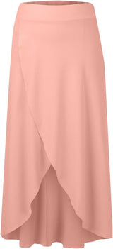 High Waisted High Low Ruffle 2-in-1 Flowy Quick Dry Casual Regular Maxi Skirt