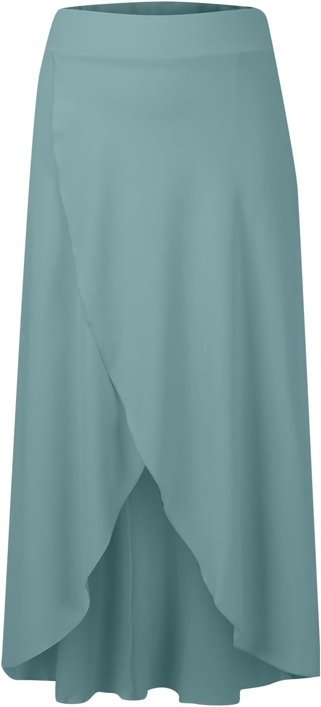 High Waisted High Low Ruffle 2-in-1 Flowy Quick Dry Casual Regular Maxi Skirt