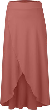 High Waisted High Low Ruffle 2-in-1 Flowy Quick Dry Casual Regular Maxi Skirt