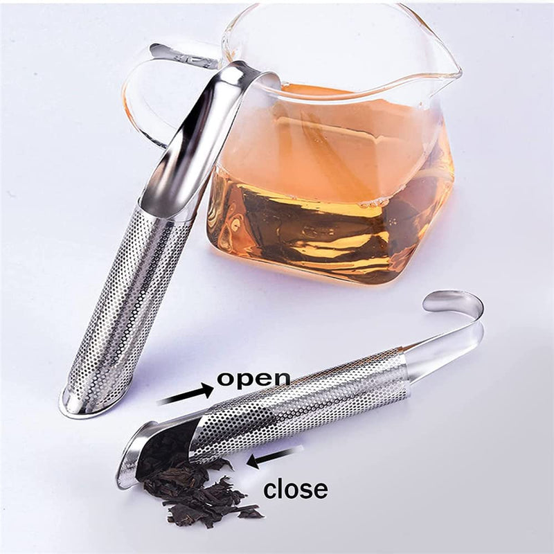 Stainless Steel Tea Diffuser 2PCS Stainless Steel Tea Strainer Long Handle Tea Infuser with Hook, Plunger Type Tea Strainers for Fine Loose Tea Travel Tea Strainer for Tea Rose Coffee Spice