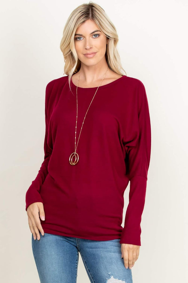 "Dreamy Knit" Boatneck Dolman Top(Buy 2 Free Shipping)