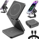 Neodesk 3 in 1 Charger, Neolyst 3 in 1 Charger, Neolyst 3 in 1 Foldable Wireless Charging Station, Neodesk Wireless Charger, 3-in-1 Foldable Magnetic Wireless Charger & Stand (White)