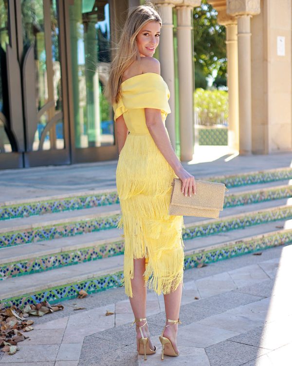 Off The Shoulder Elegant Fringed Dress