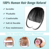 WECAN Clip in Bangs 100% Human Hair Extensions Ash Blonde bangs hair clip Fringe with Temples Wigs for Women Everyday Wear Curved Bangs (M Ash Blonde)