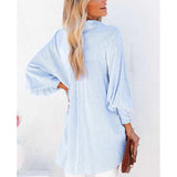 Mid-length shirt with striped lapel and oversized drawdown sleeves