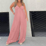 🔥V-Neck Effortless Wide Leg Jumpsuit