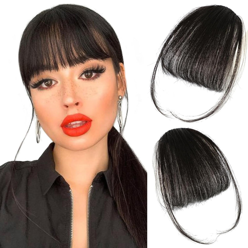 WECAN Clip in Bangs 100% Human Hair Extensions Ash Blonde bangs hair clip Fringe with Temples Wigs for Women Everyday Wear Curved Bangs (M Ash Blonde)