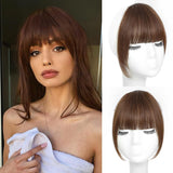 WECAN Clip in Bangs 100% Human Hair Extensions Ash Blonde bangs hair clip Fringe with Temples Wigs for Women Everyday Wear Curved Bangs (M Ash Blonde)