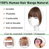 WECAN Clip in Bangs 100% Human Hair Extensions Ash Blonde bangs hair clip Fringe with Temples Wigs for Women Everyday Wear Curved Bangs (M Ash Blonde)