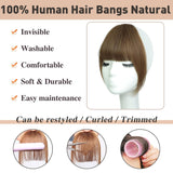 WECAN Clip in Bangs 100% Human Hair Extensions Ash Blonde bangs hair clip Fringe with Temples Wigs for Women Everyday Wear Curved Bangs (M Ash Blonde)