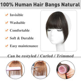 WECAN Clip in Bangs 100% Human Hair Extensions Ash Blonde bangs hair clip Fringe with Temples Wigs for Women Everyday Wear Curved Bangs (M Ash Blonde)