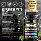 Shilajit Pure Himalayan 9000MG, Energy Booster Ashwagandha 2000MG, Rhodiola Rosea 1000MG, Panax Ginseng 1500MG, Turmeric 500MG, Ginkgo Biloba 500MG, Stinging Nettle 250MG Cordyceps Mushroom 500