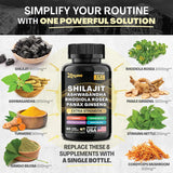 Shilajit Pure Himalayan 9000MG, Energy Booster Ashwagandha 2000MG, Rhodiola Rosea 1000MG, Panax Ginseng 1500MG, Turmeric 500MG, Ginkgo Biloba 500MG, Stinging Nettle 250MG Cordyceps Mushroom 500