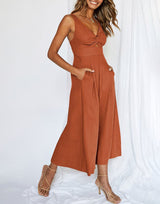 V Neck Cutout High-Waist Jumpsuits(Buy 2 free shipping)