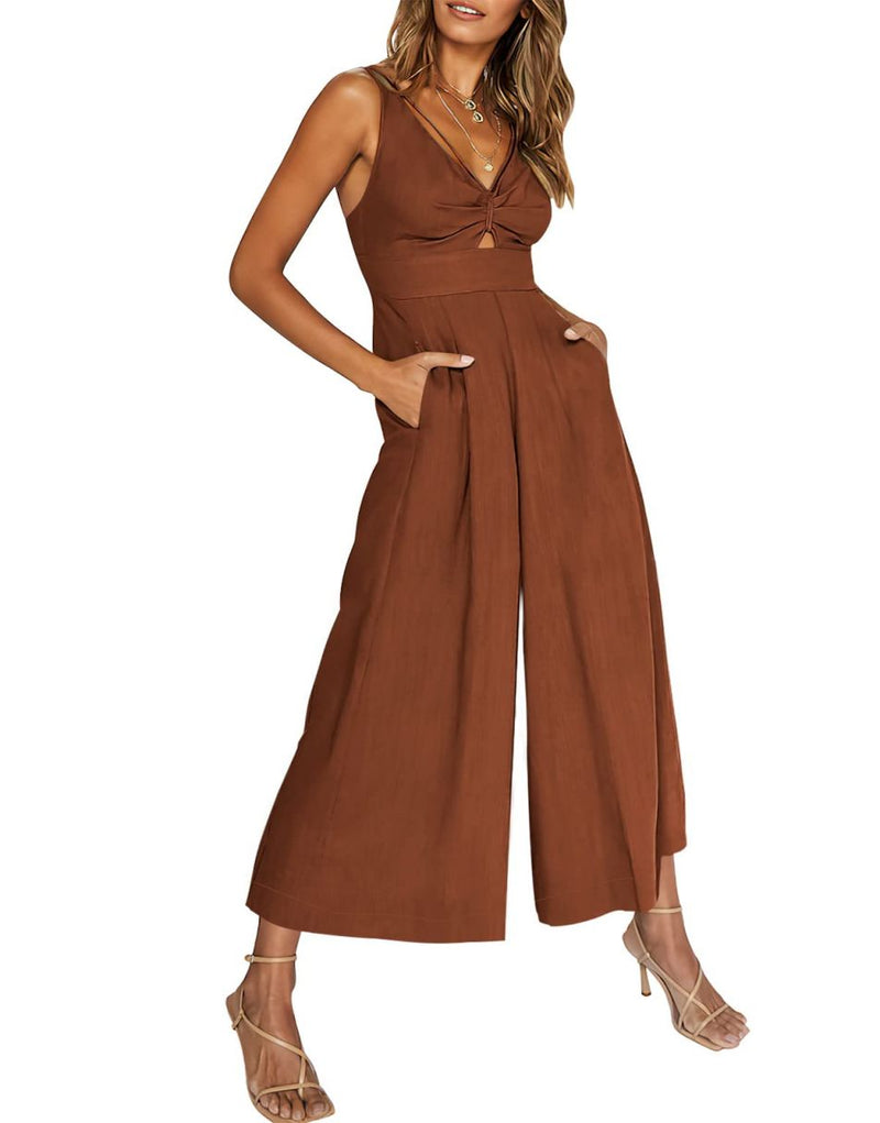 V Neck Cutout High-Waist Jumpsuits(Buy 2 free shipping)