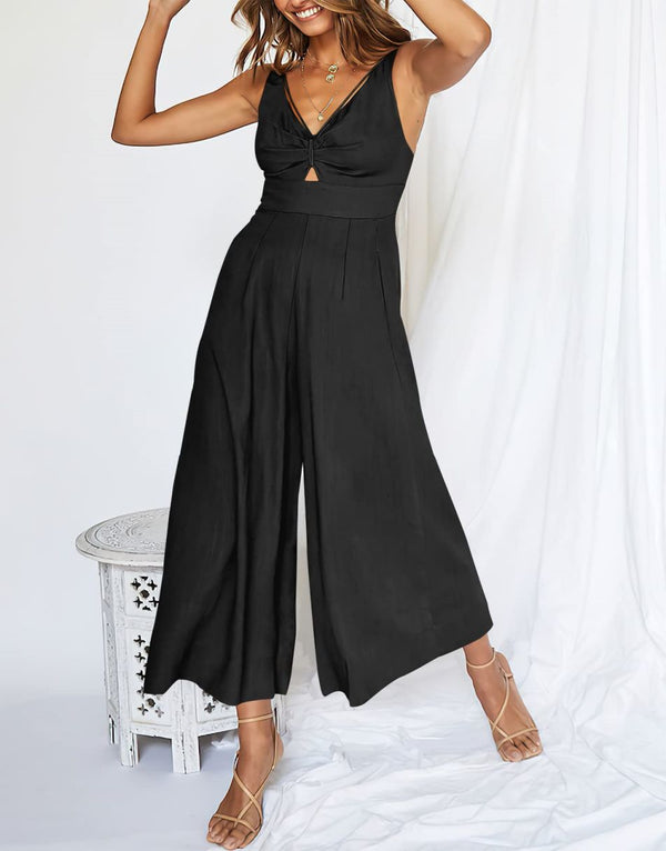 V Neck Cutout High-Waist Jumpsuits(Buy 2 free shipping)