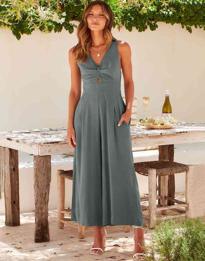 V Neck Cutout High-Waist Jumpsuits(Buy 2 free shipping)