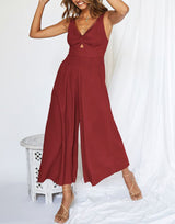 V Neck Cutout High-Waist Jumpsuits(Buy 2 free shipping)