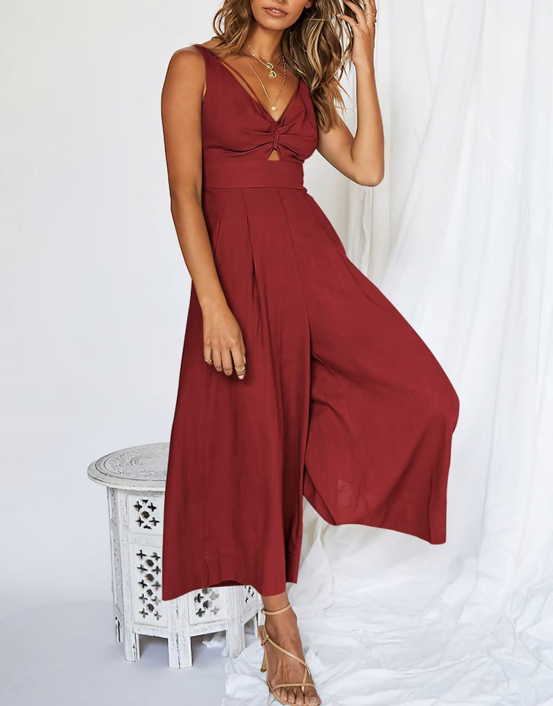 V Neck Cutout High-Waist Jumpsuits(Buy 2 free shipping)