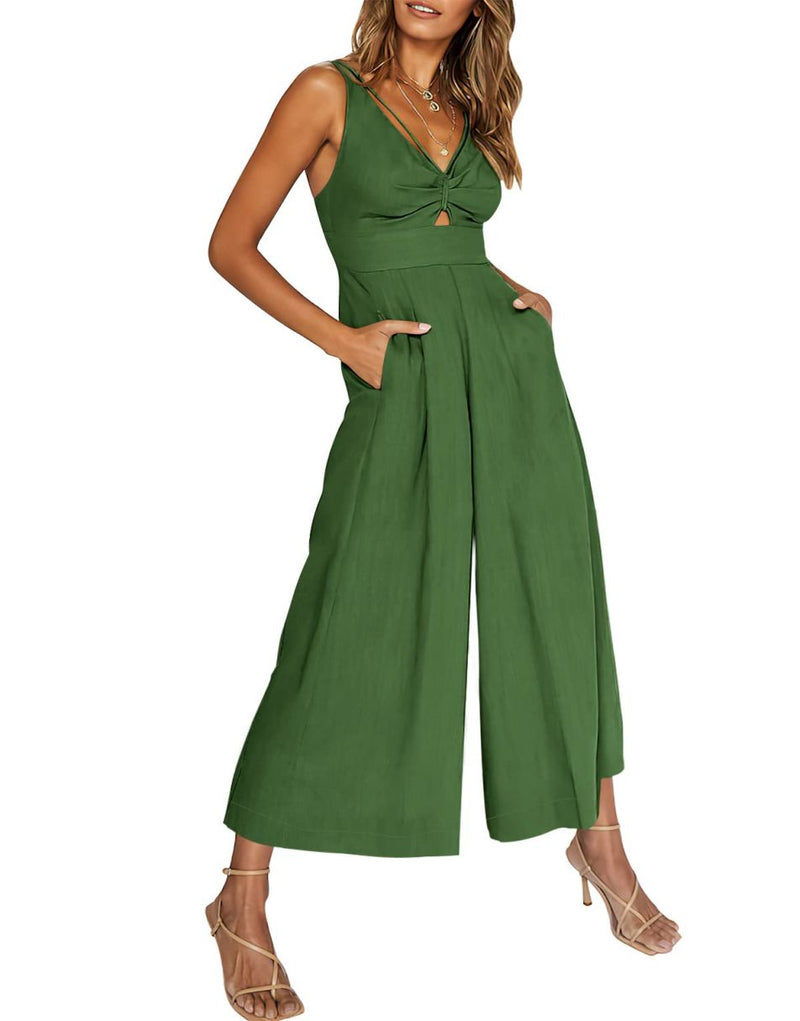 V Neck Cutout High-Waist Jumpsuits(Buy 2 free shipping)