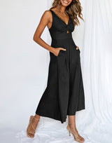 V Neck Cutout High-Waist Jumpsuits(Buy 2 free shipping)