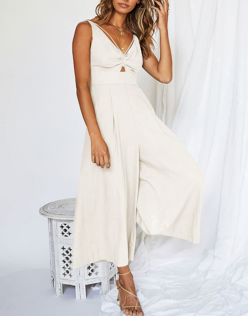 V Neck Cutout High-Waist Jumpsuits(Buy 2 free shipping)