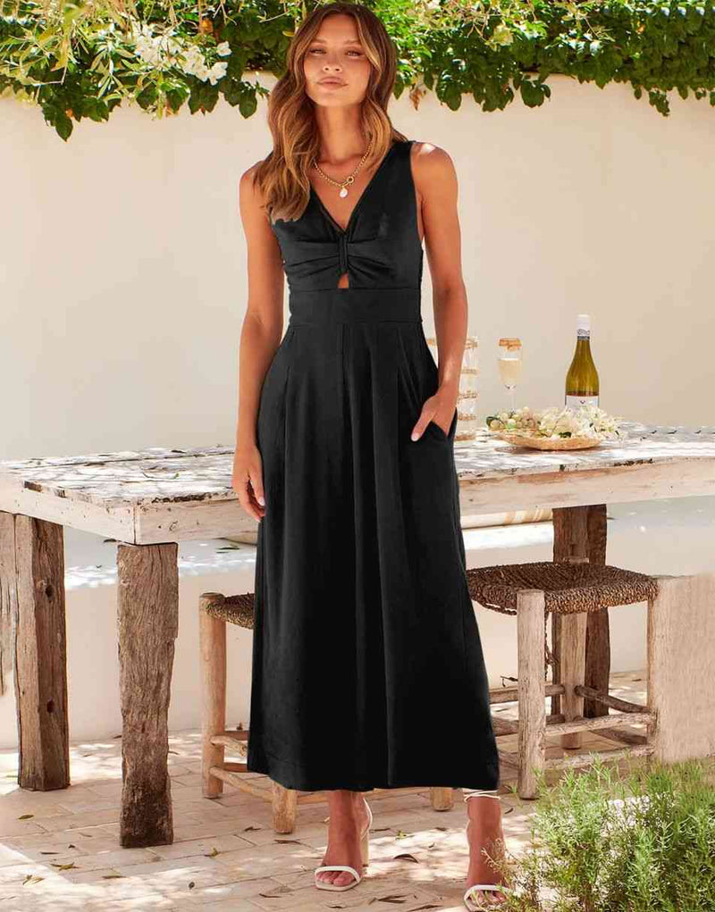 V Neck Cutout High-Waist Jumpsuits(Buy 2 free shipping)