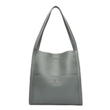 Solid color simple genuine leather shoulder bag