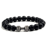 Natural Black Volcanic Lava Stone Dumbbell Bracelet black Matte Beads Bracelets For Women Men Fitness Barbell Jewelry Pulseras