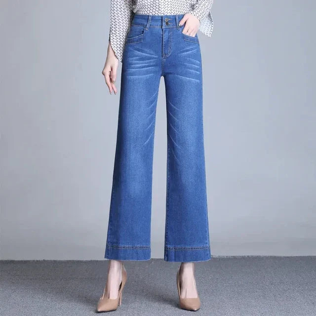 Tummy Control Cropped Wide-Leg Jeans(BUY 2 FREE SHIPPING)