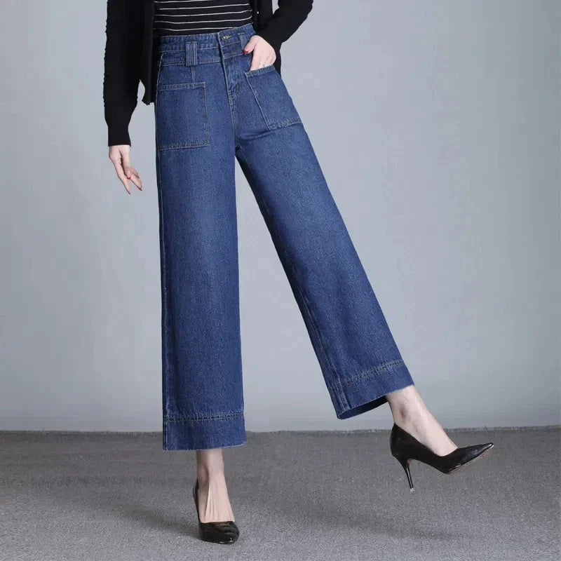 Tummy Control Cropped Wide-Leg Jeans(BUY 2 FREE SHIPPING)