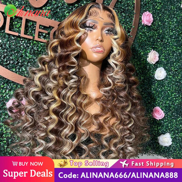 🔥Hot Sale 49% off🔥Water Wave Highlight Ombre Color Invisi Strap Snug Fit 360 Skin Lace Frontal Wig Glueless Human Hair