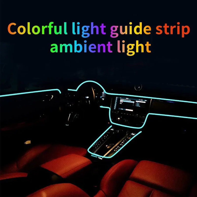 1/2/3/4/5M Car Interior Light Decorative Ambient Lamp 7 Color Multiple Modes Control USB Optical Fiber Neon Strip Atmosphere Bar