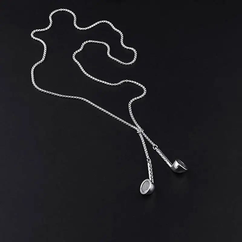 Headphone-shaped necklace niche style hip-hop trendy sweatshirt sweater chain accessories🎧