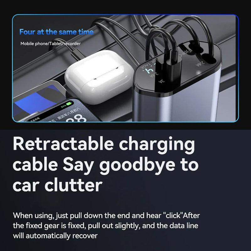 Retractable Car Charger 4 in 1 ，Fast Charging⚡【Buy 2 get $10 off】