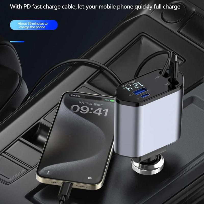 Retractable Car Charger 4 in 1 ，Fast Charging⚡【Buy 2 get $10 off】