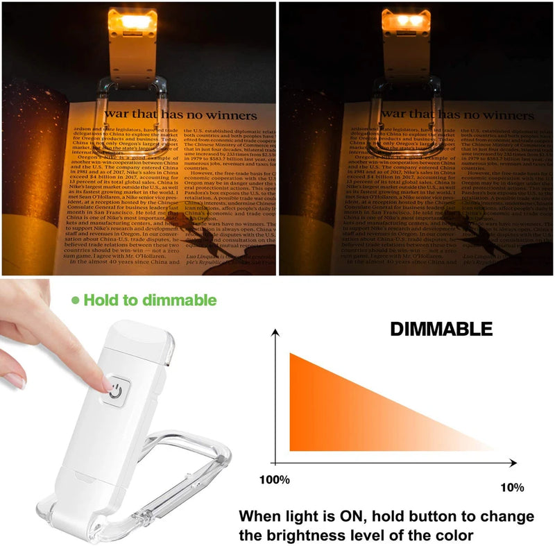 📖USB Rechargeable Book LED Light with Clip for Reading in Bed