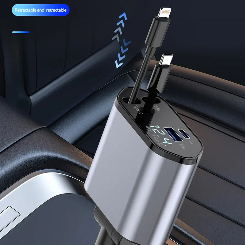 Retractable Car Charger 4 in 1 ，Fast Charging⚡【Buy 2 get $10 off】