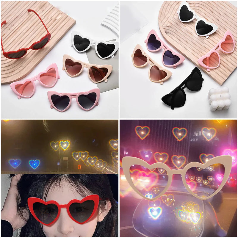 Heart Sunglasses Heart Effect Diffraction Glasses Festival Accessories Party Rave Lights Glasses Love Gift