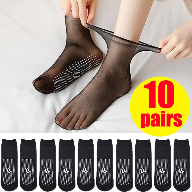 Invisible, Slip-resistant Crystal Silk Socks