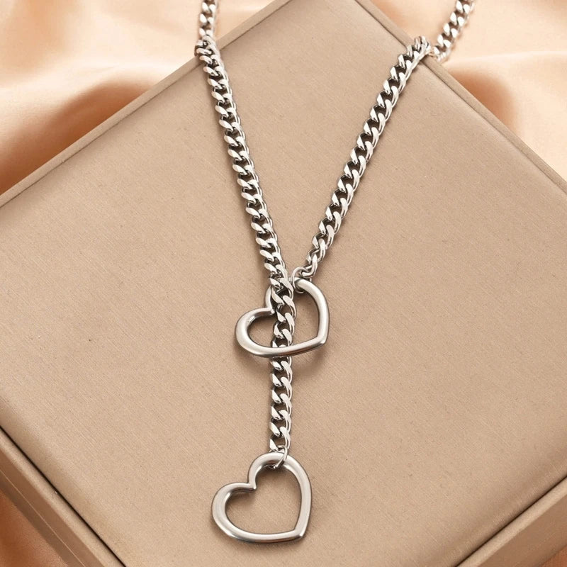 Heart ring Slip Chain Necklace