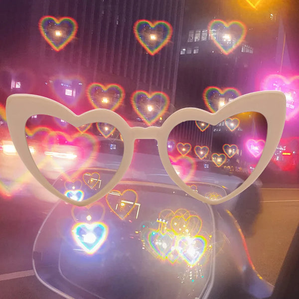 Heart Sunglasses Heart Effect Diffraction Glasses Festival Accessories Party Rave Lights Glasses Love Gift