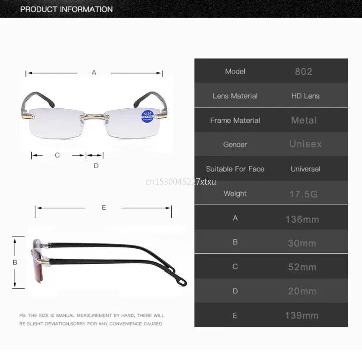 Fashion Progressive Multifocus Reading Glasses Anti-Blue Rays Readers for Computer Work, Driving, Outdoors